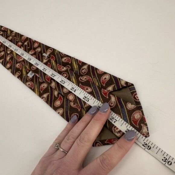 Emporio Armani Men's 100% Silk‎ Paisley Print Made In Italy Neck Tie Brown Red - Picture 7 of 12